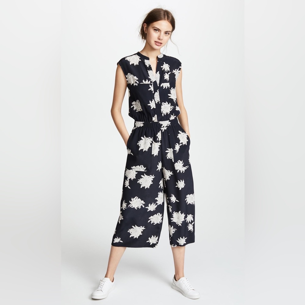 Floral Black and White Jumpsuit